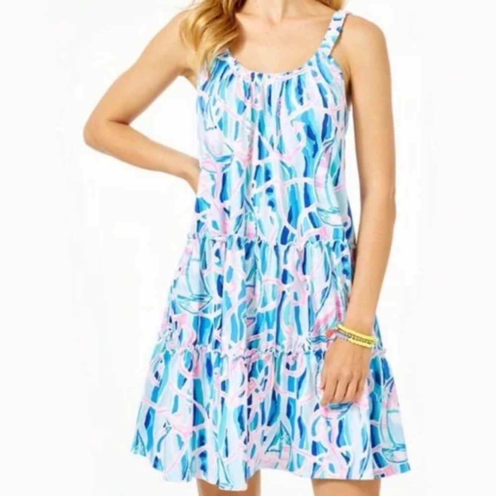 Lilly Pulitzer Loro Mini Swing Dress Women’s Small Skim Blue Reel Nauti